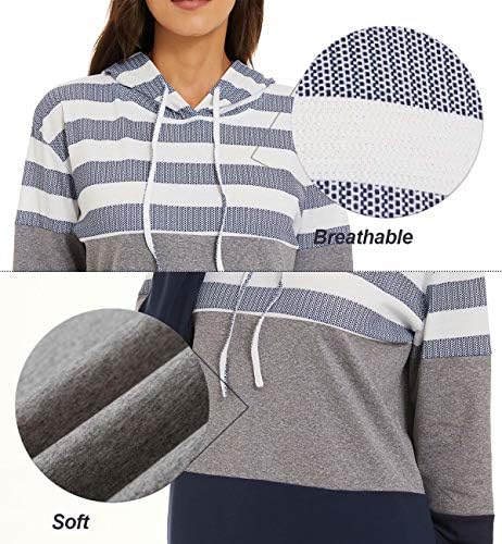 Magcomsen ultra ultra меки обични пуловер качулка дуксери во боја блок пролетна есен облека со долг ракав