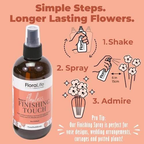 Floralife Завршен спреј за допир за свежо исечени цветни букети и цветни дизајни - Формула за хидратација на хранливи материи -