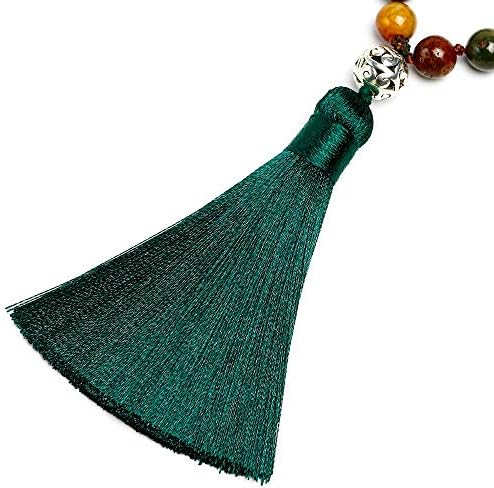 Tun & Ung 7 Chakra Mala 108 Beards Nature Stone Long Tassel ѓердан жени Медитација ѓердан плетена мушка јога ѓердани накит - 114 см