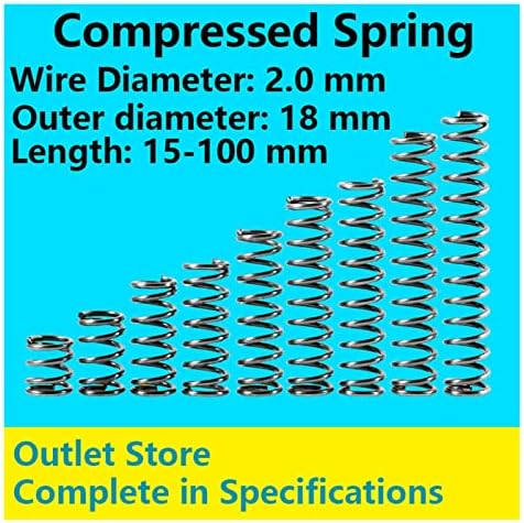 Адиоли компресија пролетна компресија на пролетната компресија на пролет пролетна пролетна жица дијаметар 2,0мм, надворешен дијаметар 18мм,