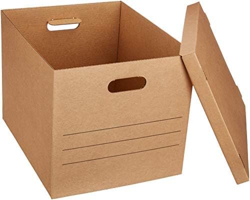 Основи на Амазон, средни кутии со капаци и рачки, 19 x 14,5 x 15,5 инчи, 10-пакувања