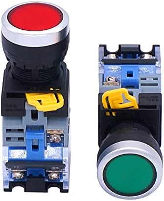 Tintag 2pcs 22mm 10A 440V 1NO 1NC DPST PUST SWITCH SWITCHBUTTON прекинувачи со црвена зелена LED светлосна напон 110V