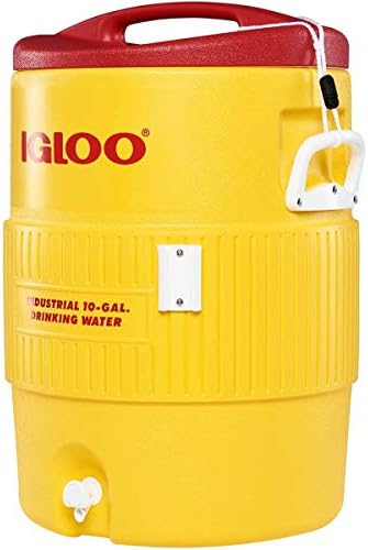 ИГЛО 10 галон индустриски пијалоци ладилник, жолта/црвена/бела боја