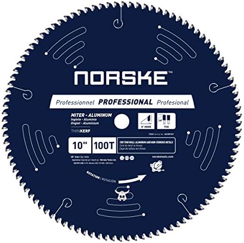 Norske Tools NCSBP257 10 INCH 100T TRIPLE CHIP MITER ALUMINUM SAW БЕЗБЕДНОСТ ЗА НЕ-ФРУСНИ МЕТАЛИ 5/8 ИНЧ