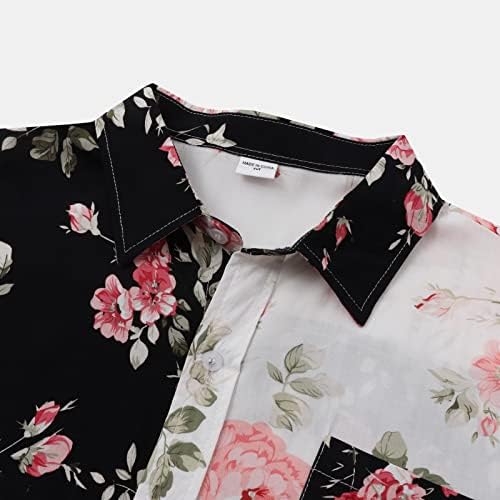 XXBR Менс лето Хавајски кошула Краток ракав гроздобер лента за крпење копче надолу со кошули опуштено вклопување на обични плажа врвови со лесна јакна од предна плоч