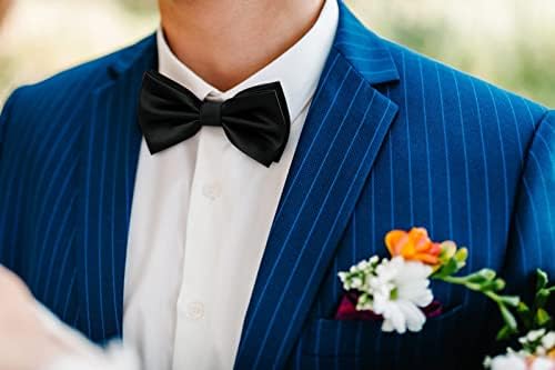 Hisdern лак врски за мажи цврста боја самовредна вратоврска лак -вратоврска квадрат сет класичен официјален сатен лак за свадбена венчавка