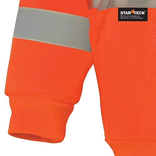 Безбедност на висока видливост на пионер - рефлексивна јакна за џемпери со џеб со патент, џебови - полиестерско руно - портокалово