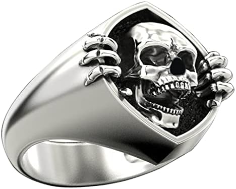 Изјава за коктел за коктел на готски скелети Ретро гроздобер прстен од не'рѓосувачки челик кул скелетни прстени за мажи