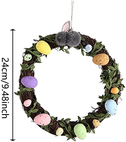 Зајак декорација Зајак DIY преклопен венец облик Велигденски венец рачно изработен ратан приврзок ратан венец Божиќни топки на божиќни