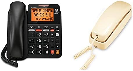 AT&T CD4930 CORDED Телефон, Црн и тримлин 210 Домашен телефон, без напојување со струја, подобрена лесна идови, осветлена тастатура за големи копчиња, 13 копчиња за брзина, пос?