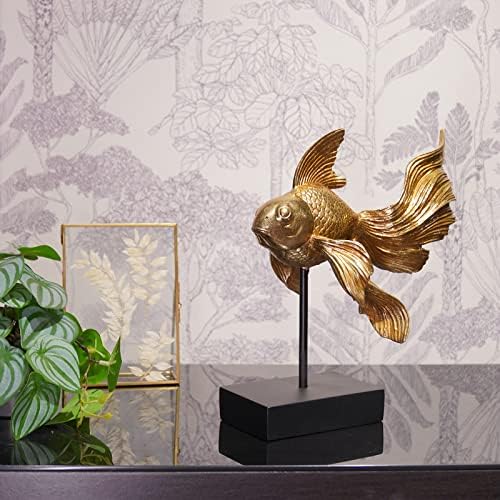 Декор за статуција на златната фигура на фигура - декорација на скулптури во Бета, за среќа, богатство смола, животинска фигура за домашна канцеларија полица украс ?