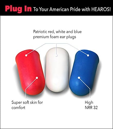 Hearos горди американски приклучоци за ушни серии, црвена/бела/сина, 56 пар