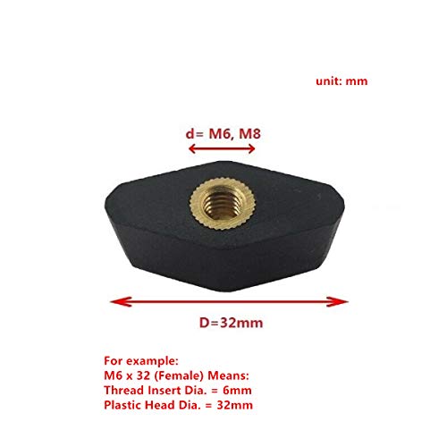 Пластично копче за прицврстување во форма на дијамант со метал вметнување на женски конец M6)