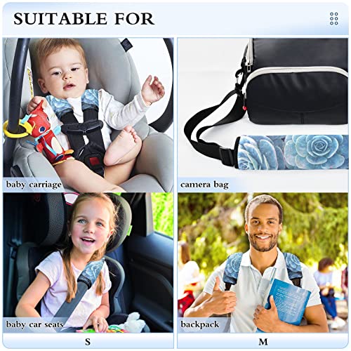 Сини сукуленти живописни капаци на седишта за автомобили за бебиња за деца 2 парчиња ленти за седишта за автомобили за рамо за перничиња за заштита на перничињата з