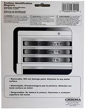 Комплет за етикета на Chroma 47001 Silver Toolbox Magnet - 8 парче