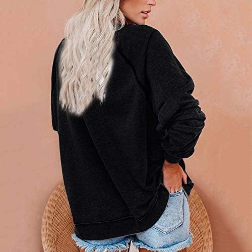 Преголема маичка за жени пулвер џемпер печатено џемпер на џемпер на врвот на дуксерот без аспиратор плус големина