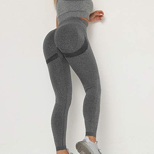 Јога панталони за жени со висока половината цврста боја на колк, кој ја крева спортската фитнес што работи со високи половини за јога