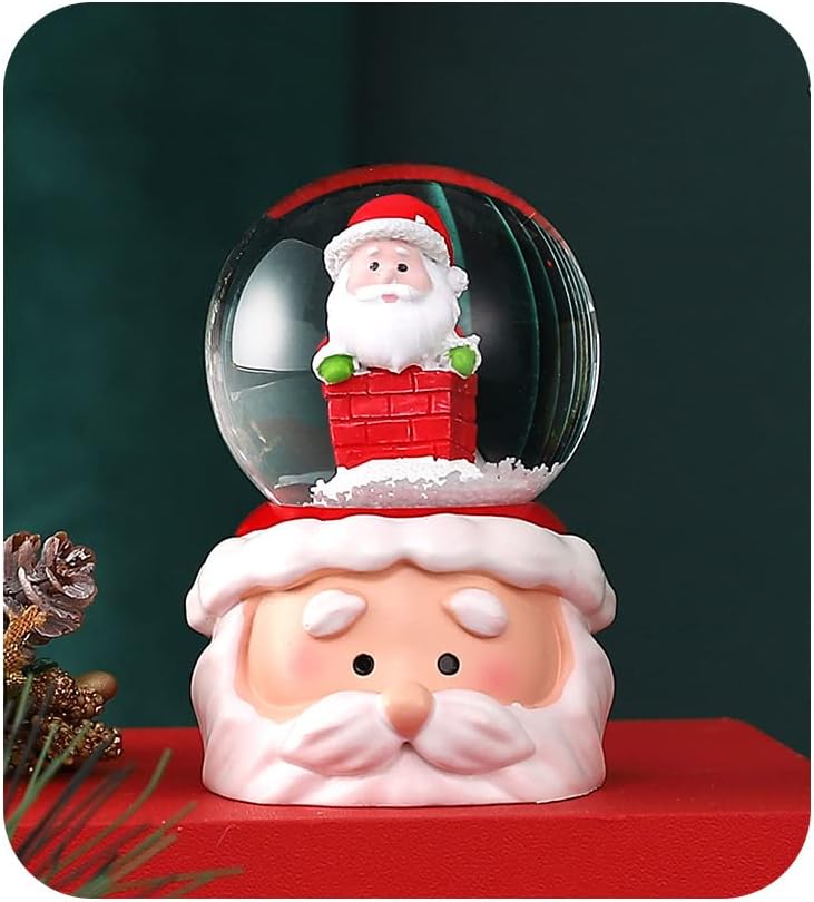 Амаоис Нова Божиќна светкава кристална топка смола занаети снегулка топка Декоративна светлина подарок Божиќ ChristmakeCryStalball