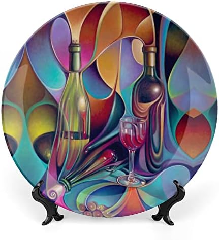 Чаши За вино Персонализирана Коска Кина Прилагодени Керамички Декоративни Плочи Домашна Тркалезна Плоча со Држач за Прикажување 6 инчи