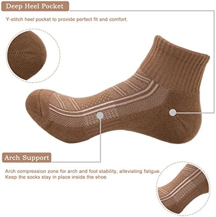 Менс нега на бисер, комбинирана памучна атлетска атлетска трчање на глуждот четвртина чорапи w/компресија на лак
