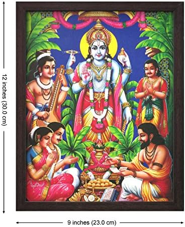 Следбениците на продавниците за ракотворби кои ги обожаваат Господ Вишну и Нарад, сликарство со постер со кадрирање, мора за хинду -религиозна