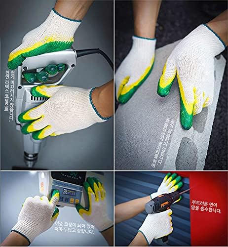x 50 парови) Не-лизгачка двојна палма облога од латекс гума за работа на ракавици зелена и жолта боја