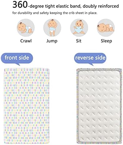 Пастелски тематски вграден креветче за креветчиња, стандарден сад за душек за креветчиња со меки мали деца, вградени чаршафи за креветчиња