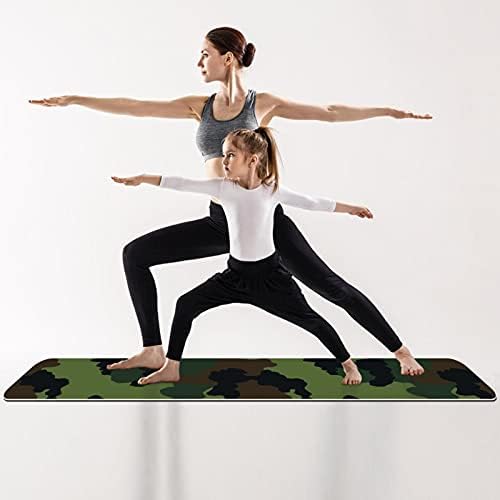 Дебела вежба без лизгање и фитнес 1/4 јога мат со темно зелена воена маскирна шема за печатење за јога пилатес и вежба за фитнес на подот