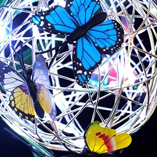 Надворешни соларни светла за двор, светло соларна градина, водоотпорна висечка пеперутка топка соларна фенер на отворено градинарски украс бела светлина
