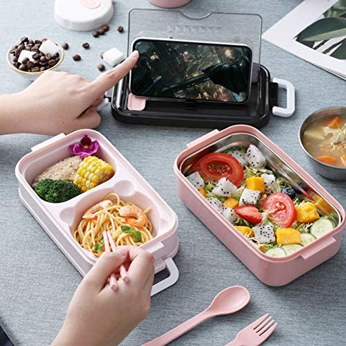 Bento Box 2 компјутери, 2 нивоа што протекуваат јапонски кутија за ручек, со херметички прстен, вилушка, стапчиња за јадење, рачка, за деца и возрасни.