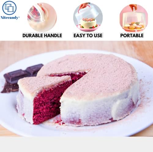 Nitecandy Торта Превозникот Со Покритие-Cupcake Мафини Пита Складирање &засилувач; Носителот Транспорт Контејнер, Торта Стојат Со Купола