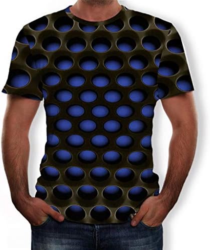 Gdjgta маица за мажи 3D печатење екипаж на вратот на вратот со кратки ракави маица врвна блуза