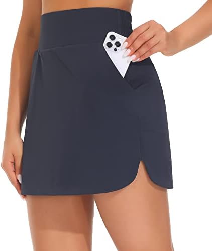 Gymersенски голф за женски голф тенис тенис со висока половината, лесни атлетски обични здолништа вградени шорцеви со 4 џебови