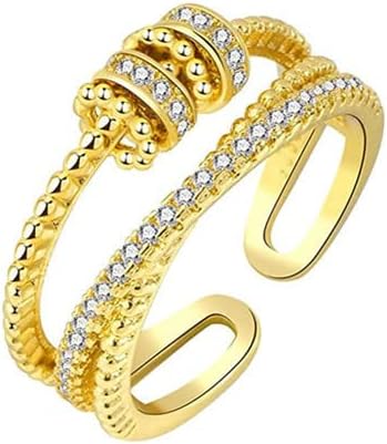 Homebearj на мојата ќерка fidget ring, анксиозен прстен за жени девојки, прилагодлив прстен за вртење на отворање со монистра, S925 14K