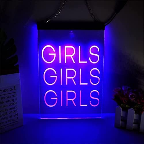 Dvtel Девојки Неонски Знак Led Моделирање Светло Прозрачни Букви Табла Акрилни Панел Неонски Декоративни Светлина, 30x40cm Хотел