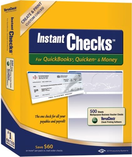 Инстант Проверки За QuickBooks, Забрза &засилувач; Пари: Форма #1000 Бизнис Ваучер-Сина Дипломирал 500pk