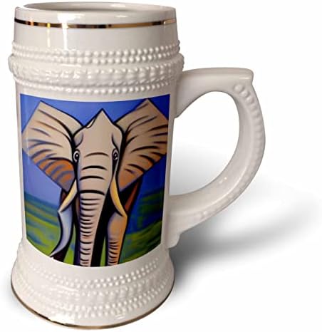 3dRose Кул смешни Симпатична Уметнички Африкански Слон Пикасо Стил Кубизам. - 22оз Штајн Кригла