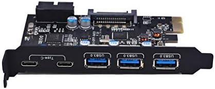 ЈЕЛИЈА PCI-e За Тип C, Напишете USB 3.0 5-Порта PCI Експрес Картичка За Проширување +Проширување 2 USB 3.0 Порти Со Внатрешен 19-Пински Конектор За Прозорец 7/8/10/XP/Виста