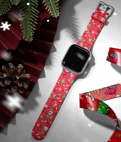 Божиќен Празник Епл Часовник Бенд Компатибилен со Apple Watch 42mm 44mm 45mm 49mm за жени бендови за Iwatch Серија 8 7 6 5 4 3 2