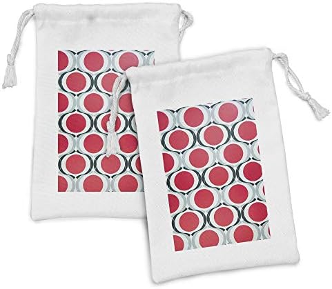Лунарлива модерна торбичка за ткаенини од 2, шема со црвени точки и црна сватична бела позадина геометриска илустрација, мала торба