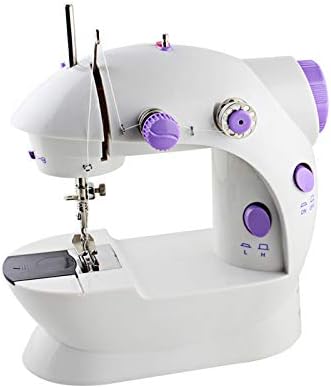 Мини машина за шиење, преносна машина за шиење на домаќинствата за почетници, двојни нишки и две машина за поправање на мулти-мулти-функција со педала за стапало за