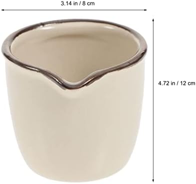 Chafe Chafe Chafe Mini Ceramic Creamer, 2 парчиња беж кафе млеко крем за крем/стомна за стомна/стомна/сос од крем за млеко за кујна 6x6x4.7cm