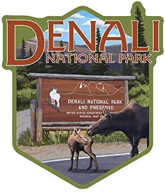 Налепница за умирање, Национален парк Денали, Алјаска, влез во паркот, налепница за винил од контура од 1 до 3 инчи, мал