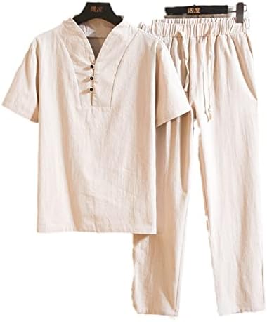 Постелнина Зен чај од врвови панталони кунг фу униформа обична лабава маица кинески ретро стил танг костум мажи панталони