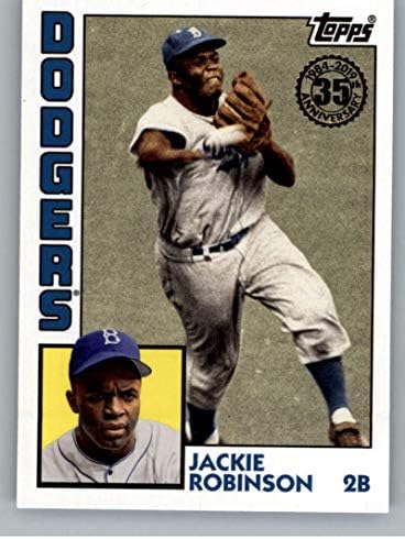 2019 Топс ажурирање во 1984 година Топпс 84-28 Jackеки Робинсон Бруклин Доџерс МЛБ Бејзбол Трговска картичка