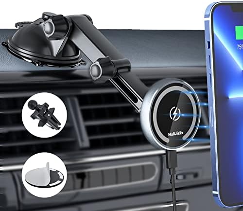Магнетски Безжичен Полнач За Автомобили За magsafe mount iPhone 14 13 12 Pro Max Брзо Полнење Автомобил Вентилација За Воздух Силна