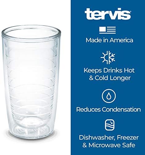 Модел на желка Тервис направена во САД со двојни wallидови изолирани чаша за тумблер ги чува пијалоците ладни и топло, 16oz, класичен