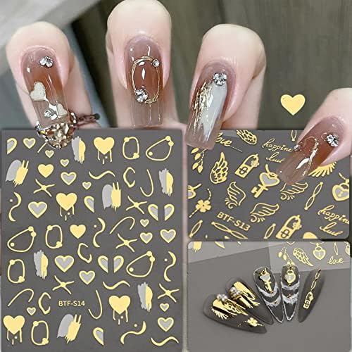 Ден на в Valentубените на вineубените Денот на ноктите налепници 3Д самолепливи декорации за нокти