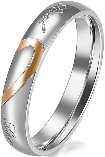 Облик на срцето на Ојалма overубовник 316L Менски жени ветуваат прстен „Вистинска loveубов“ двојки на свадбени прстени - 1 парче - жени