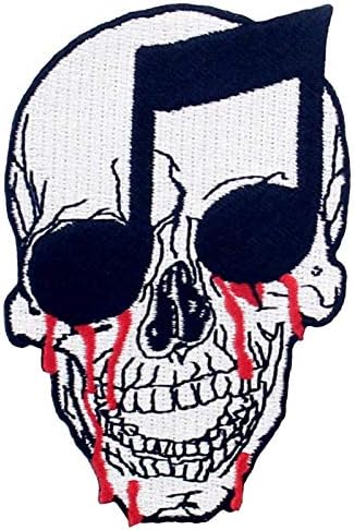 Зегинс Музичка нотација Крвава череп лепенка извезена панк -апликација железо на шиење на амблем